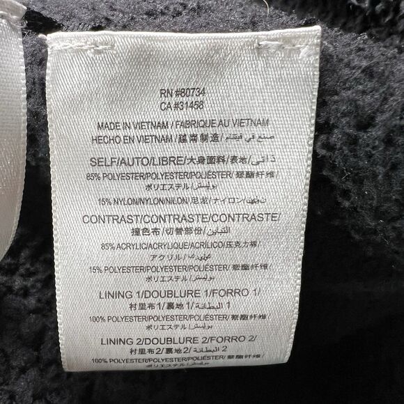 BCBG MAXAZRIA Barrett Quilted Full Zip Jacket Womens Large Black Faux Fur Hood - Picture 9 of 14